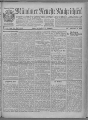 Münchner neueste Nachrichten Donnerstag 21. Juli 1927