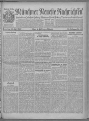 Münchner neueste Nachrichten Samstag 23. Juli 1927