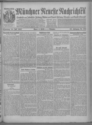 Münchner neueste Nachrichten Sonntag 24. Juli 1927