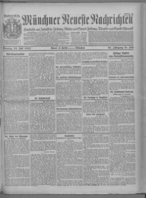 Münchner neueste Nachrichten Montag 25. Juli 1927