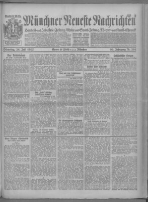 Münchner neueste Nachrichten Dienstag 26. Juli 1927