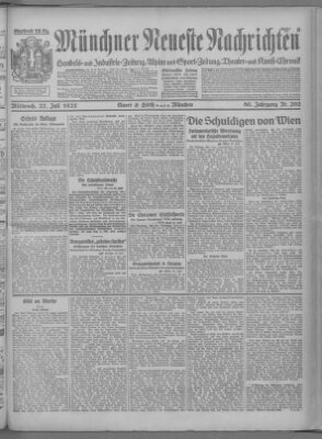 Münchner neueste Nachrichten Mittwoch 27. Juli 1927