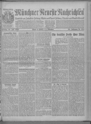 Münchner neueste Nachrichten Freitag 29. Juli 1927