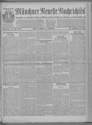 Münchner neueste Nachrichten Samstag 30. Juli 1927
