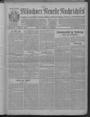 Münchner neueste Nachrichten Mittwoch 1. Februar 1928