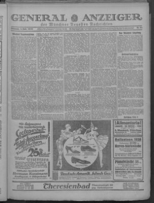 Münchner neueste Nachrichten Mittwoch 1. Februar 1928