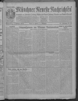 Münchner neueste Nachrichten Donnerstag 2. Februar 1928