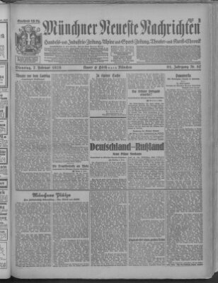 Münchner neueste Nachrichten Dienstag 7. Februar 1928