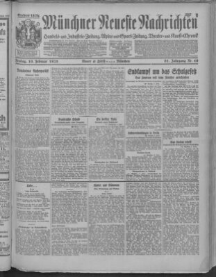 Münchner neueste Nachrichten Freitag 10. Februar 1928