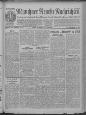 Münchner neueste Nachrichten Montag 13. Februar 1928