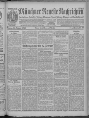 Münchner neueste Nachrichten Montag 20. Februar 1928