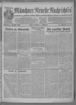 Münchner neueste Nachrichten Samstag 4. August 1928