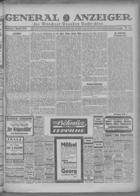 Münchner neueste Nachrichten Dienstag 7. August 1928