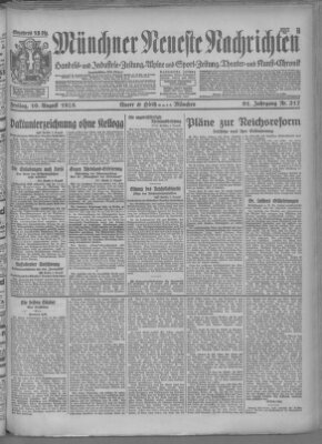 Münchner neueste Nachrichten Freitag 10. August 1928