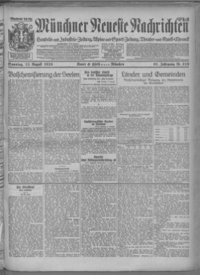 Münchner neueste Nachrichten Sonntag 12. August 1928