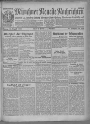 Münchner neueste Nachrichten Montag 13. August 1928