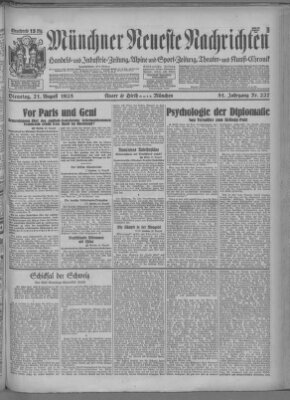 Münchner neueste Nachrichten Dienstag 21. August 1928