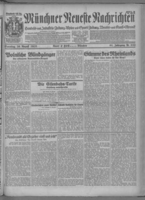 Münchner neueste Nachrichten Sonntag 26. August 1928