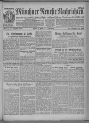 Münchner neueste Nachrichten Montag 27. August 1928