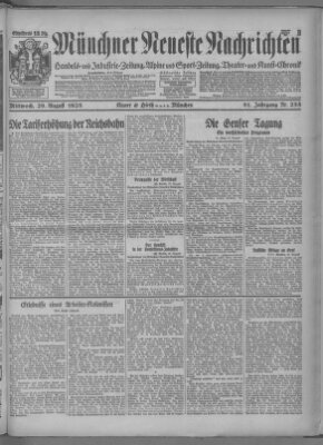 Münchner neueste Nachrichten Mittwoch 29. August 1928