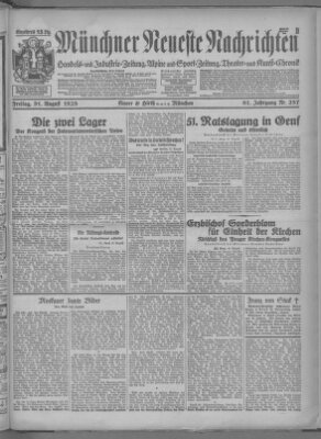 Münchner neueste Nachrichten Freitag 31. August 1928