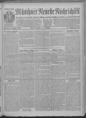 Münchner neueste Nachrichten Montag 9. Januar 1928