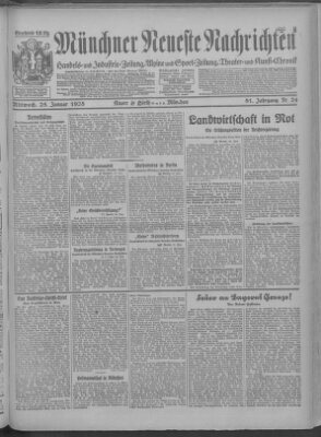 Münchner neueste Nachrichten Mittwoch 25. Januar 1928