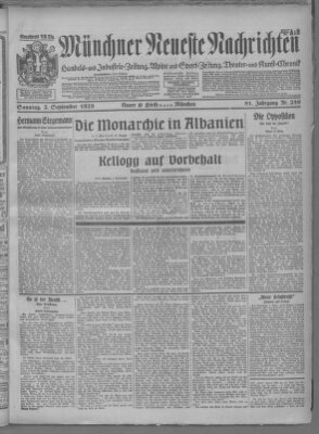 Münchner neueste Nachrichten Sonntag 2. September 1928