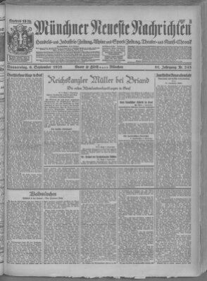 Münchner neueste Nachrichten Donnerstag 6. September 1928