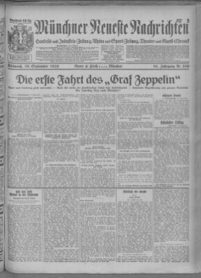 Münchner neueste Nachrichten Mittwoch 19. September 1928