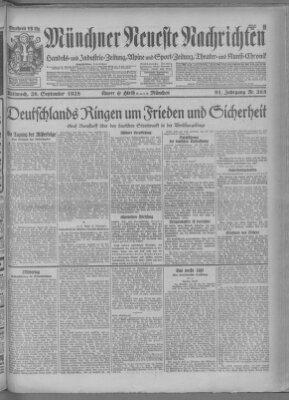 Münchner neueste Nachrichten Mittwoch 26. September 1928