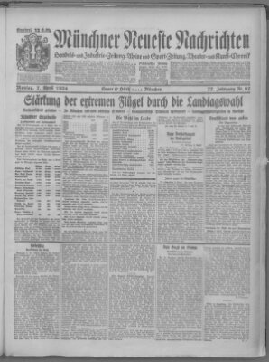 Münchner neueste Nachrichten Montag 7. April 1924