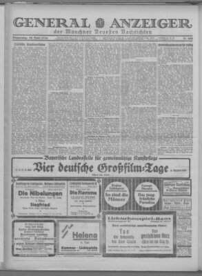 Münchner neueste Nachrichten Donnerstag 10. April 1924