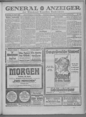 Münchner neueste Nachrichten Donnerstag 24. April 1924