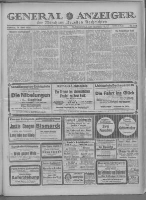 Münchner neueste Nachrichten Samstag 26. April 1924