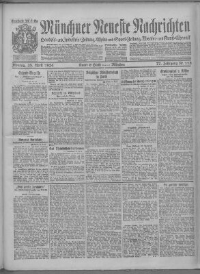 Münchner neueste Nachrichten Montag 28. April 1924