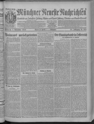 Münchner neueste Nachrichten Mittwoch 7. November 1928