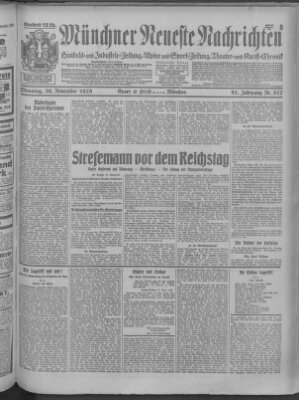 Münchner neueste Nachrichten Dienstag 20. November 1928