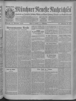 Münchner neueste Nachrichten Mittwoch 21. November 1928