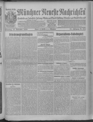 Münchner neueste Nachrichten Dienstag 27. November 1928