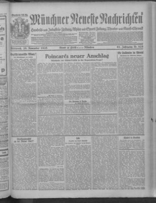 Münchner neueste Nachrichten Mittwoch 28. November 1928