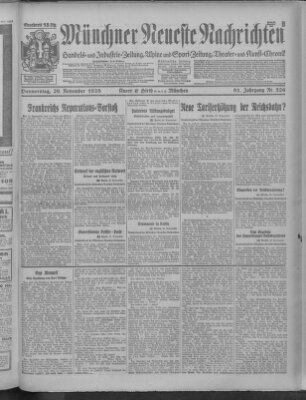 Münchner neueste Nachrichten Donnerstag 29. November 1928