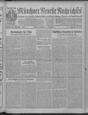 Münchner neueste Nachrichten Freitag 30. November 1928