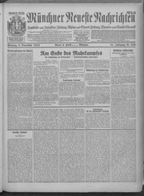 Münchner neueste Nachrichten Montag 3. Dezember 1928