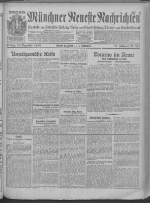 Münchner neueste Nachrichten Freitag 14. Dezember 1928