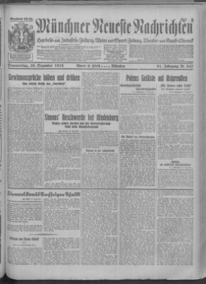 Münchner neueste Nachrichten Donnerstag 20. Dezember 1928