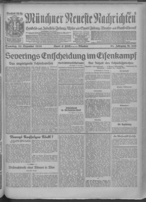 Münchner neueste Nachrichten Samstag 22. Dezember 1928