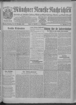 Münchner neueste Nachrichten Montag 24. Dezember 1928