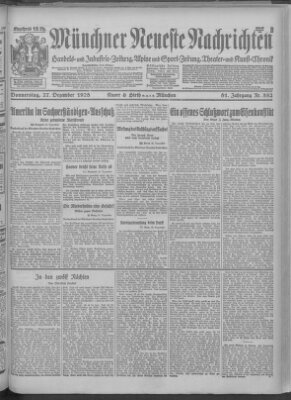 Münchner neueste Nachrichten Donnerstag 27. Dezember 1928