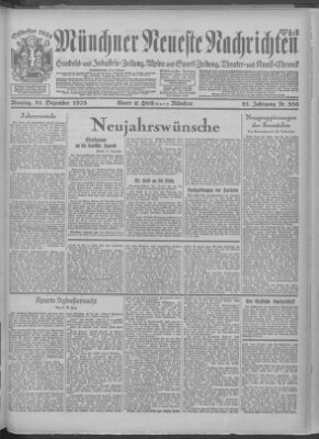 Münchner neueste Nachrichten Montag 31. Dezember 1928